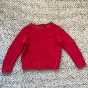 VGUC Red Polo Ralph Lauren Classic Crewneck Sweater in Thick Cotton - 3T